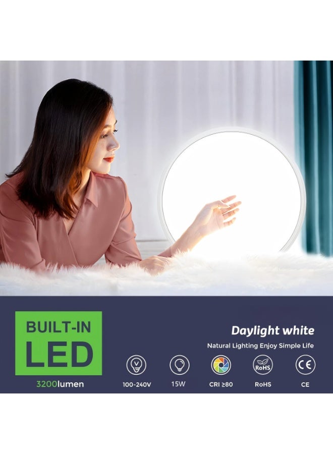 DUNISO Ceiling LED Panel Light, Round White Ceiling Lights with Adjustable Lighting, Three Color Temperature,Suitable for Living Room, Bedroom, Kitchen, Bathroom, Hallway - Image 3